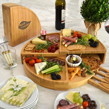 Multi Level Bamboo Board with 3 Cheese Tools